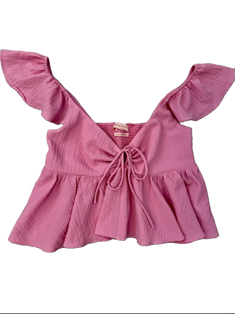 Urban Outfitters Pink Ruffle Tie-Front Women's crop Top small